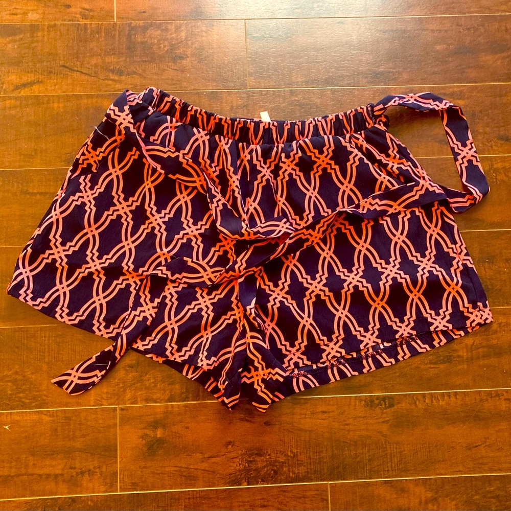 Silky navy and pink shorts